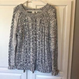 Navy and white knit sweater